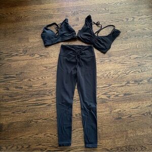 Athleta Black Leggings + Sports Bra - Small
